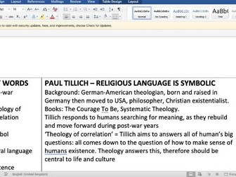 PAUL TILLICH – RELIGIOUS LANGUAGE IS SYMBOLIC