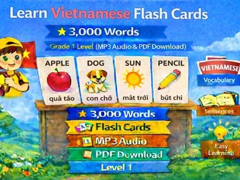 Vietnamese Flash Cards, 3,000 Words (Audio, PDF) for children