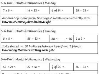 YEAR 2 - MENTAL MATHS STARTERS - SAT REVISION