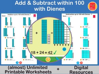Add and Subtract with Dienes within 100