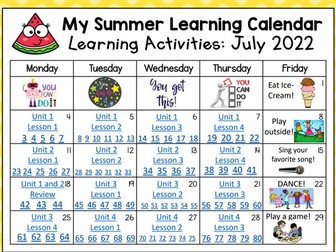 ESL Summer Learning Calendar
