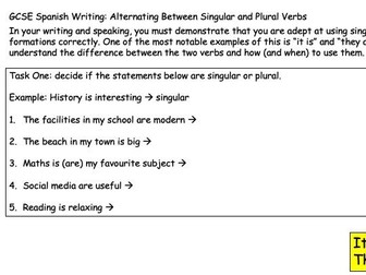 GCSE Spanish: Singular and Plural Verbs