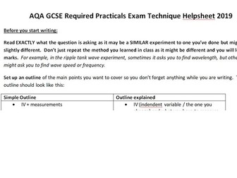 AQA GCSE (Trilogy / Separate) Required Practicals Exam Technique Helpsheet