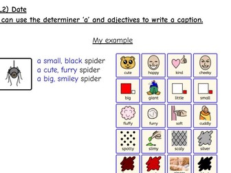 Writing using determiners, adjectives and nouns