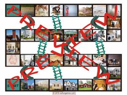 House or Apartment Hunting Chutes and Ladders Board Game