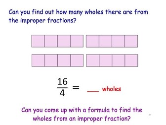 Year 4 Maths Fractions -  Convert improper fraction to mixed number