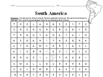 SOUTH AMERICA - Printable handouts for each country of South America ...