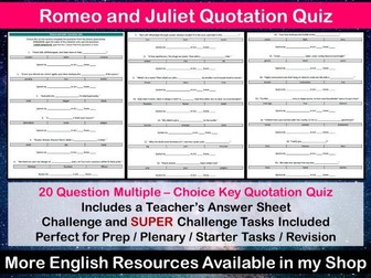 Romeo and Juliet Quotation Quiz