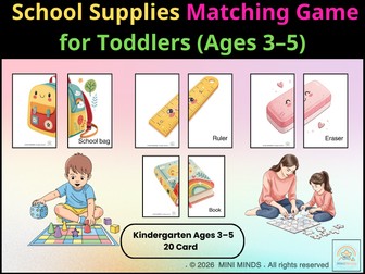 School Supplies Matching Game for Toddlers