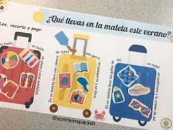Spanish summer holidays - la maleta worksheet - las vacaciones de verano - holiday items - homework