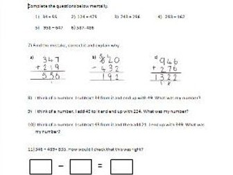 Lower KS2 Mixed addition and subtraction questions