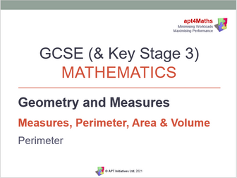 apt4Maths: PowerPoint Presentation (Lesson 8 of 18) on Measures Perimeter Area Volume - PERIMETER
