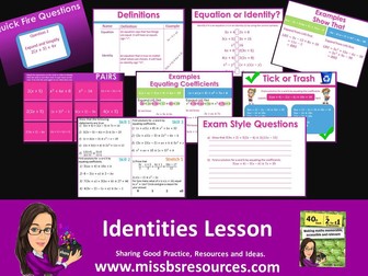 Identities and Equating Coefficients: Full lesson, answers, quizzes, differentiated & exam questions