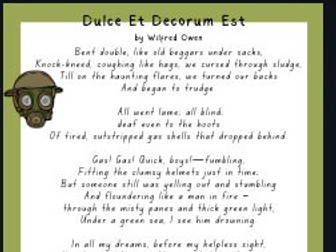 WW1 Dulce et Decorum Est Poem Comprehension KS3