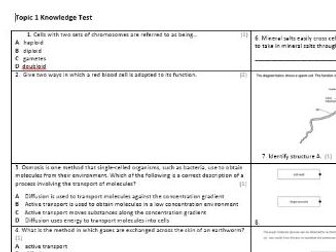 Edexcel CB3 Biology Knowledge Assessment