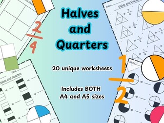 Halves and Quarters Worksheet Pack