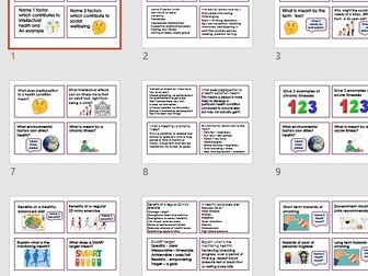 BTEC Tech Award Health and Social Care Component 3 Revision cards