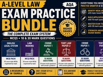 A-Level Law Exam Practice Bundle | MCQs + 10 & 30 Mark Questions (AQA) | Full Exam System