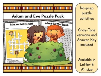 Adam and Eve Word Search and Crossword Puzzle Activity Pack