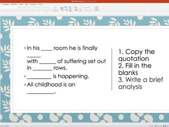 Scottish Set Text Starter Task 'Carol Ann Duffy'