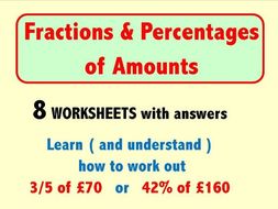 Fractions And Percentages Of Amounts Teaching Resources