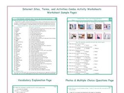 Internet Sites, Terms, and Activities Combo Activity Worksheets