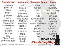Stone Age Topic Vocabulary Pack