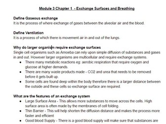 Biology Module 3.1 OCR A Exchange surfaces