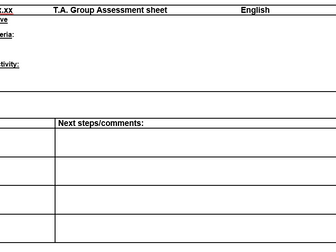 TA group assessment sheet