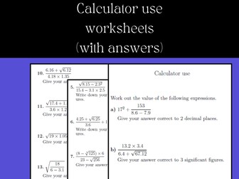Calculator use worksheets (with answers)