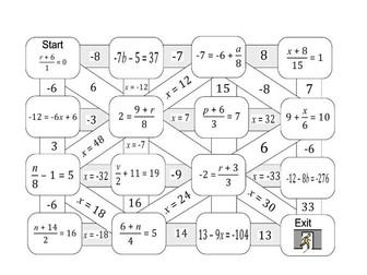 Solving multi step equations- maze