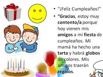Spanish vocabulary Fiesta cumpleaños - Birthday party