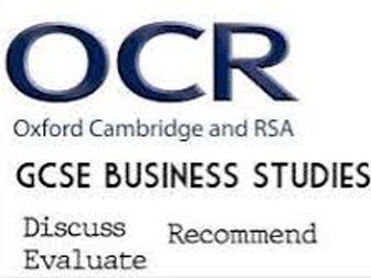 OCR GCSE BUSINESS SUPPORT SHEETS