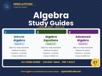 Algebra Study Guide Bundle | Years 5–13