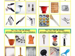 Kitchen Cookware and Utensils Tic-Tac-Toe or Bingo