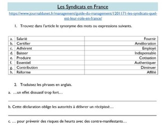 A Level French Summary Question - Manifestations