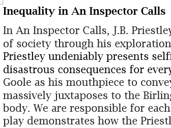 An Inspector Calls grade 9 essay - "Inequality"