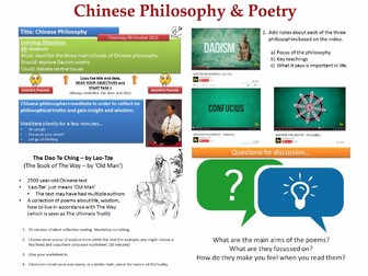 Chinese Poetry & Philosophy (COMPLETE LESSON)  [Focussing on The Dao Te Ching by Lao-Tze]