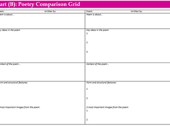 Poetry comparison planning sheet