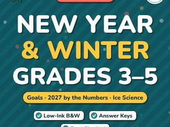 New Year 2027 Activities Gr 3-5 | Goal Setting, Year in Numbers, Ice Science