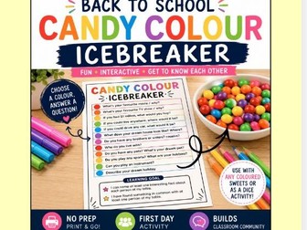 Back to School Candy Colour Icebreaker Activity | First Day | No Prep | Table Talk