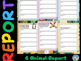 Report Writing- Planning Template Animal Theme