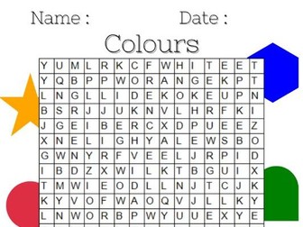 Word Search Puzzle Colours Age 4-6 Years