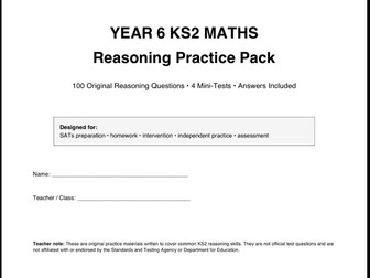 Year 6 KS2 Maths Reasoning Practice Pack
