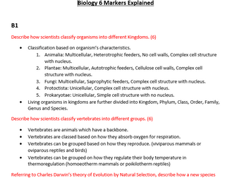 GCSE Edexcel Biology - Set of Fifty Six Mark Questions Explained for B1, B2, B3 revision