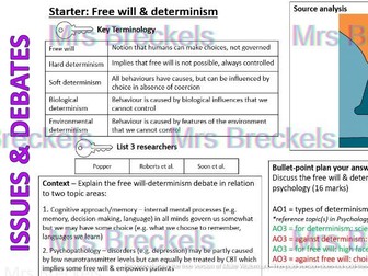 Issues & Debates (AQA A-level Psychology) - Recap starter/do now worksheets with answers