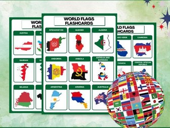 World Flags Flashcards, Flags of The World, Geography Teaching Materials