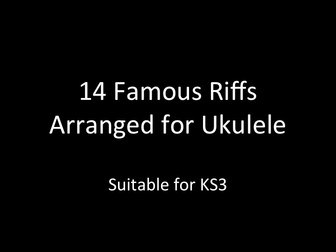 Ukulele Riff Booklet - 14 famous Rock Riffs  - arranged for Uke