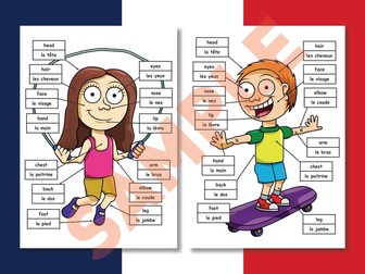 French - English - BODY PARTS worksheets