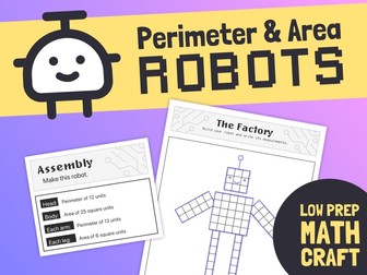 Perimeter and Area Robots | Interactive Math Craft Activity, Perimeter & Area Activity